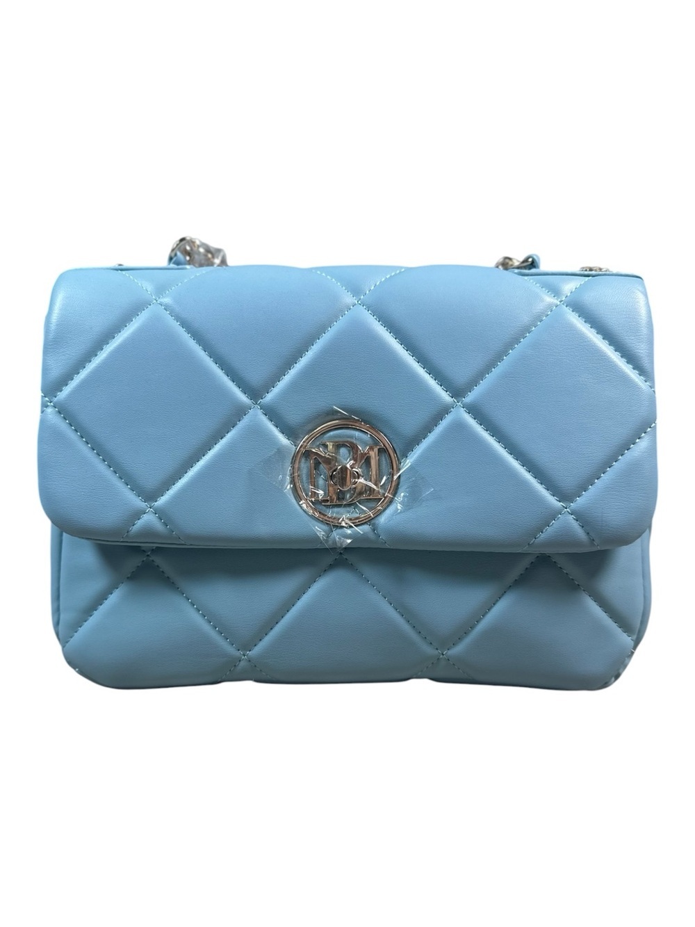 Studio Badgley Mischka Quilted Bag Gold Chain Strap Blue - Picture 1 of 7